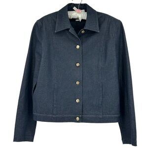 St. John Sport Dressy Stretch Jean Jacket in Dark Wash Size Small